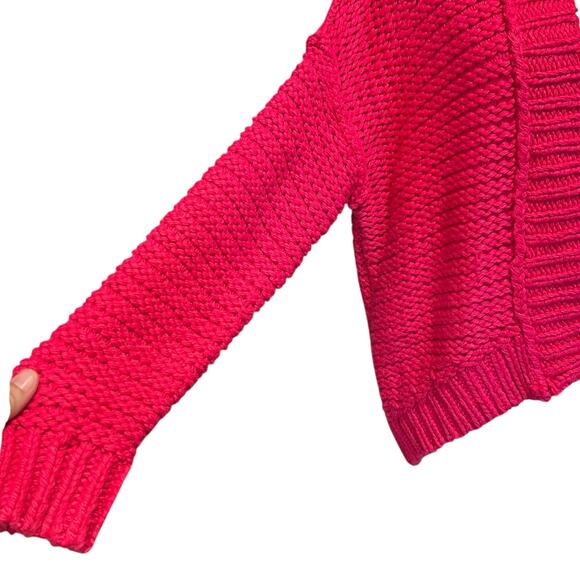 Moth Anthropologie Pink Cardigan Womens Sz XS Open Front High Low Chunky Knit - Picture 9 of 15